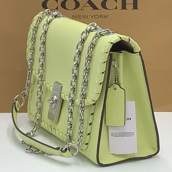 COACH NWT Lane Shoulder Bag With Whipstitch COLOR:
Silver/Pale Lime - Picture 8 of 16